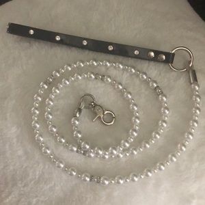 Pearl Leash with crystal studded wristlet